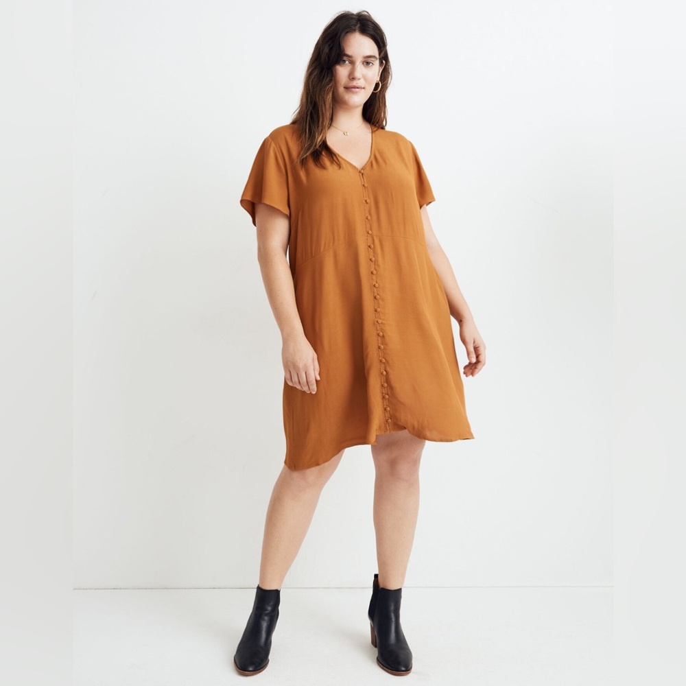 Madewell V-neck Button Front Slip Dress Short Sleeve Y2K Casual Relaxed Fit